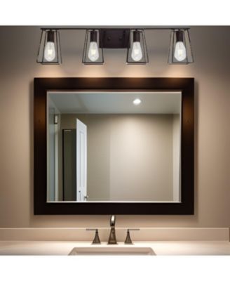 4-Light Oil Rubbed Bronze Vanity Lights for Bathroom, Industrial Vintage Wall Sconce Lighting with Open Metal Cage