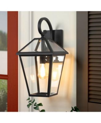 Outdoor Wall Lanterns with Clear Glass Panels 2-Pack