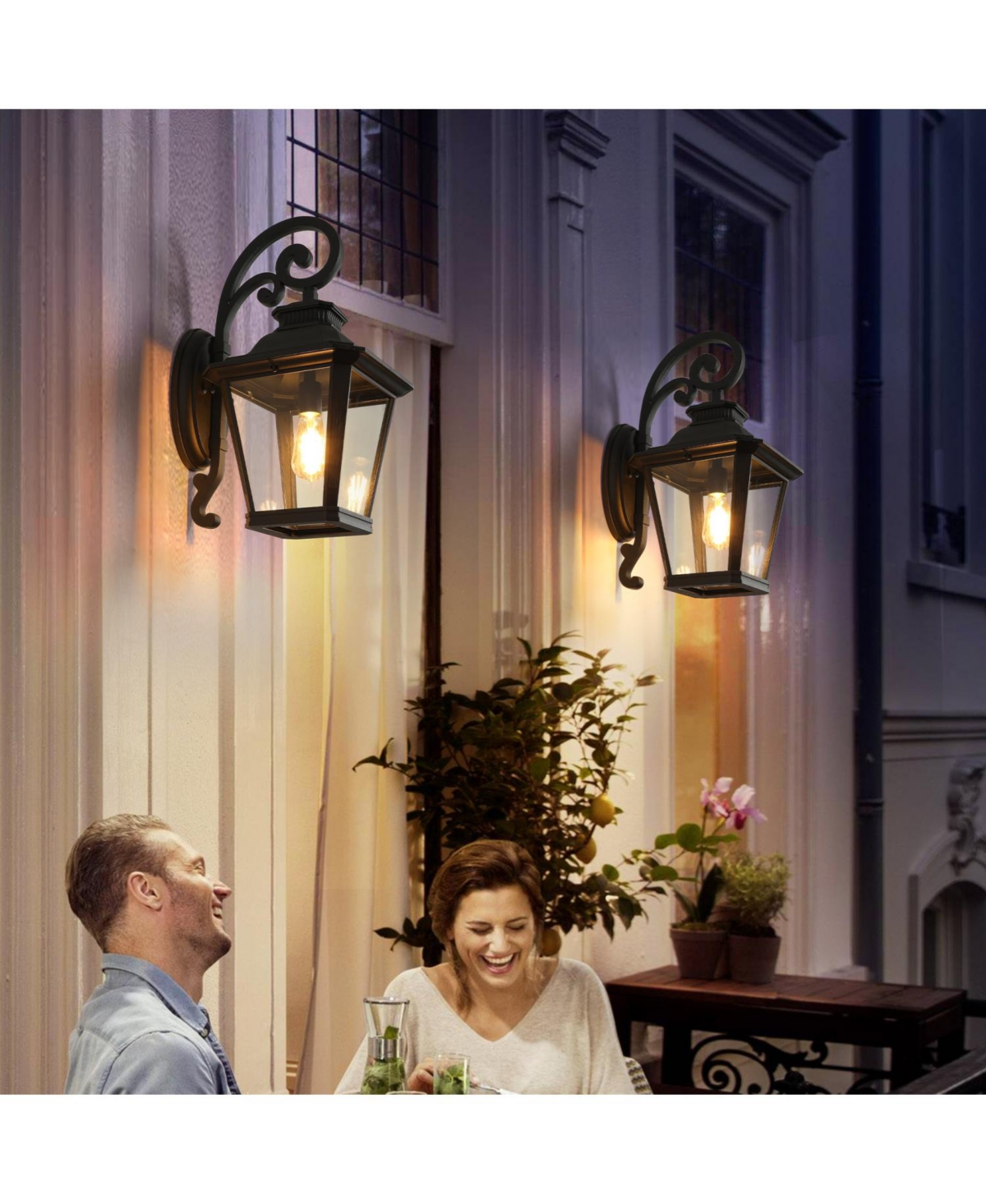 Streamdale Furniture 2-Pack Black Wall Lanterns with Clear Glass Panels for Outdoor Lighting