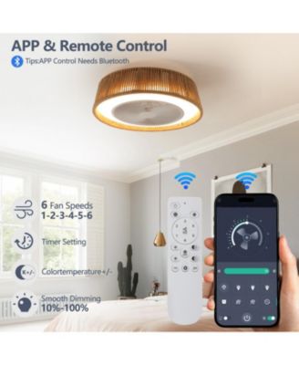 Bohemian style LED Dimmable Ceiling Light With Built-In Fan - Remote Control