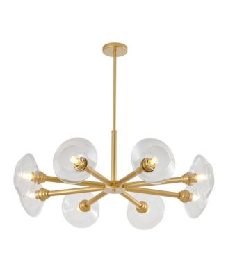 Gold 8-Light Clear Shade Mid-Century Modern Fixture Sputnik Chandelier