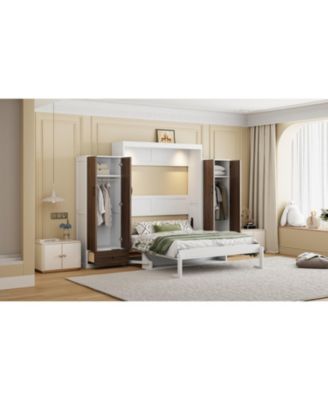 Full Size Murphy Bed Wall Bed with Closet Drawers and Table