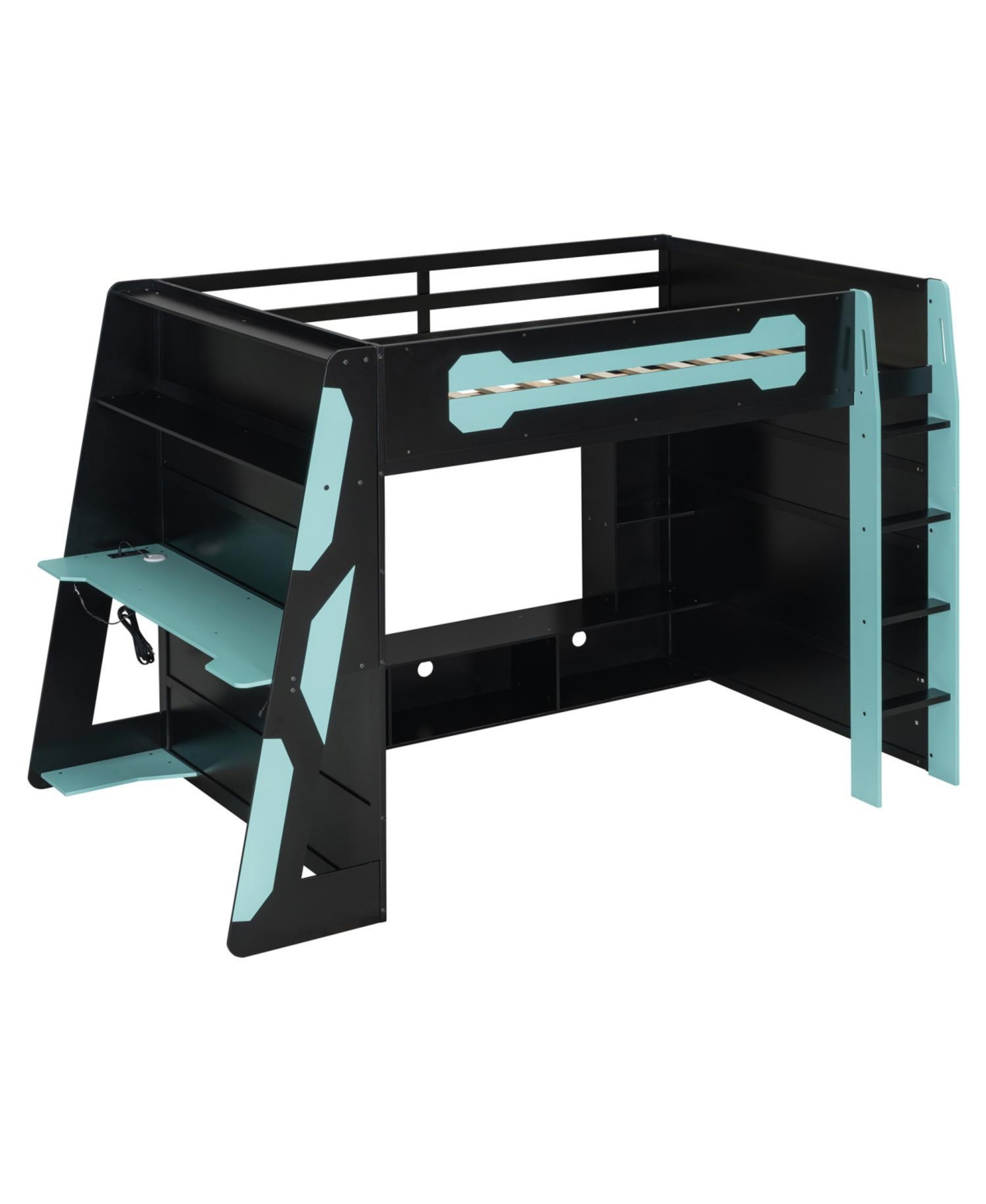 Streamdale Furniture Loft Bed with Desk & Shelves