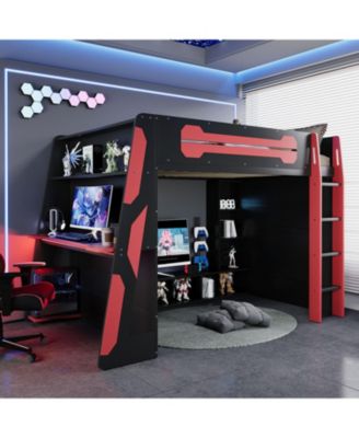 Loft Bed with Desk & Shelves