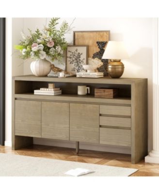 60" Modern Ash Veneer 3-Door Sideboard
