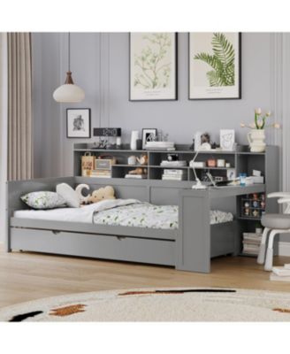 Twin Daybed with Trundle Desk & Shelves