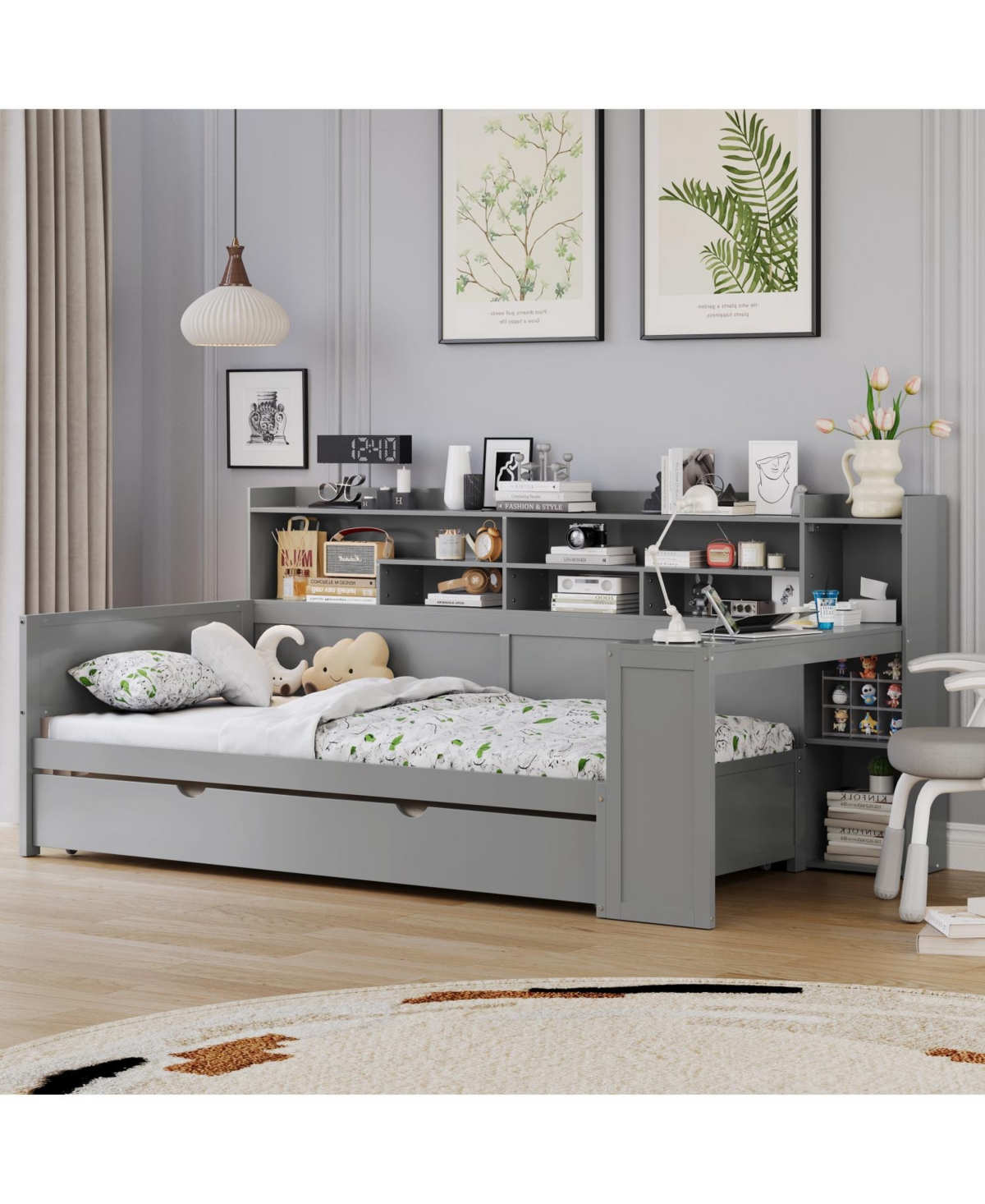 Streamdale Furniture Twin Daybed with Trundle Desk & Shelves