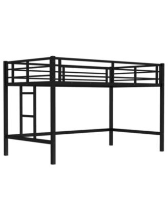 Twin Metal Loft Bed with Ladder & Guardrails - Black