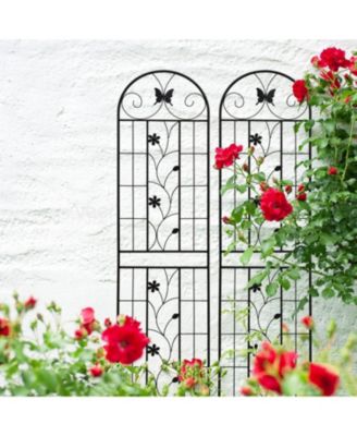 Furniture 2 Pack Metal Garden Trellis 86.7" Black