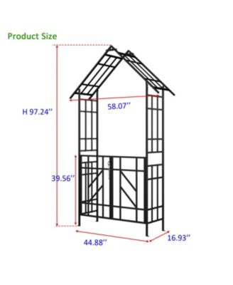 Metal Garden Arch with Gate Black