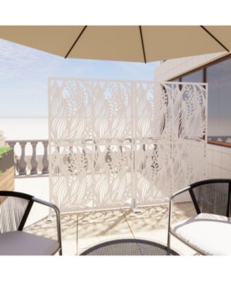 White Leaf Metal Privacy Screen 3.8x6ft