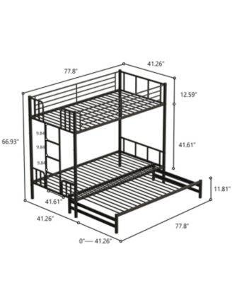 Twin size  Metal Pull-Out Bunk Bed Frame