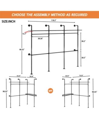 Industrial Pipe Clothing Rack w/ LED & Shelves