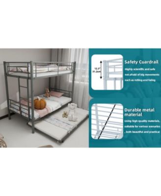 Heavy-Duty Metal Twin Bunk Bed - Silver