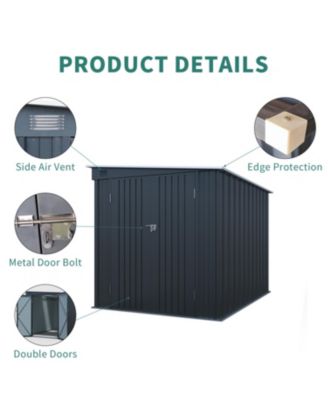 6x8FT Galvanized Steel Outdoor Storage Shed