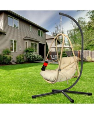 Wicker Egg Chair with Stand & Cushion