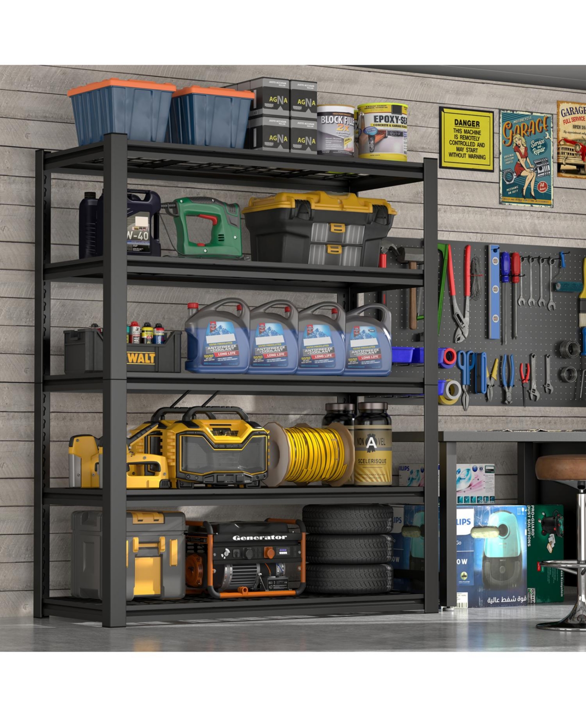 Streamdale Furniture 59" Metal Garage Storage Rack - Heavy Duty Adjustable Shelving