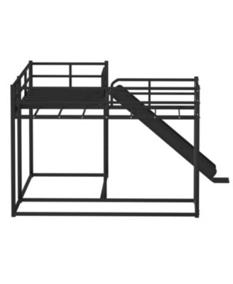 L-Shaped Bunk Bed with Slide and Short Ladder Black