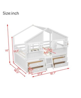Loft Bed with Roof Windows & Storage - White