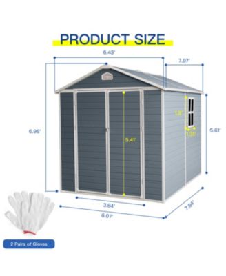 6x8 Resin Outdoor Storage Shed - Grey