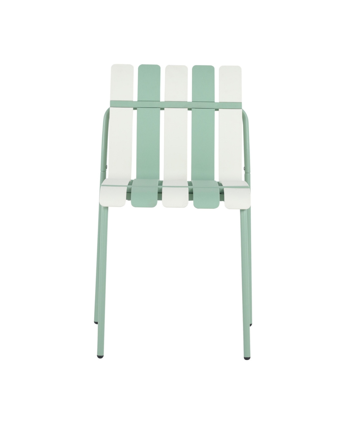 Streamdale Furniture Striped Color Block Chairs - Waterproof, Metal Legs (White & Green)