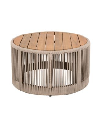 Streamdale Rattan Rope & Acacia Wood Coffee Table - Outdoor Patio Balcony