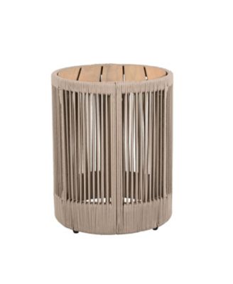 Rattan Rope & Acacia Wood Side Table - Outdoor Patio Balcony