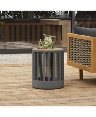 Streamdale Rattan Rope & Acacia Wood Side Table - Weather Resistant