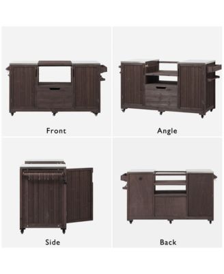Streamdale Outdoor Kitchen Island for Big Green Egg & Kamado Joe - Dark Brown