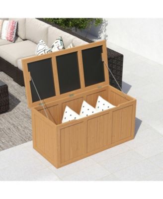 67 Gallon Wooden Deck Box - Outdoor Storage, Seat & Table Top