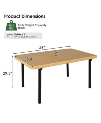 Streamdale 59" Outdoor Dining Table, Polywood Top, Umbrella Hole, Iron Legs