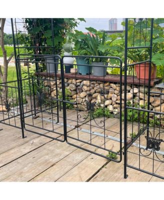 Metal Garden Arch Arbor Trellis with Gate - 7.15ft