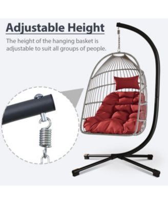 Streamdale Outdoor Wicker Swing Egg Chair with Stand - Red