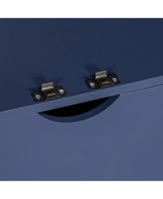 Blue Kitchen Pantry Cabinet with Glass Doors & Drawers