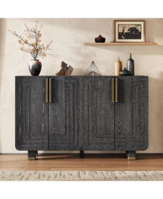 54" Retro Buffet Cabinet - 4-Door Fluted Sideboard