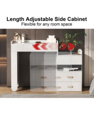 3-in-1 Vanity Desk- Flip-Top Mirror, LED, Adjustable Length