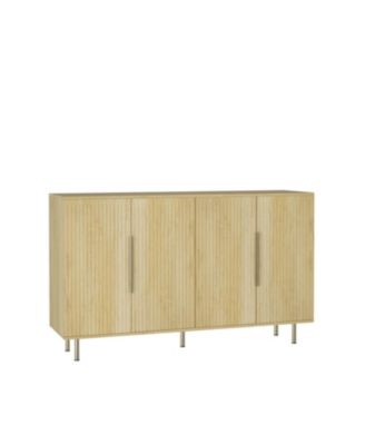 Wood Fluted Buffet Cabinet with Adjustable Shelves