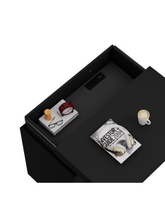 Nightstand with Charging, LED, Sliding Top, Drawers