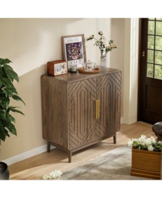 Carved 2-Door Sideboard Buffet Cabinet with Adjustable Shelves