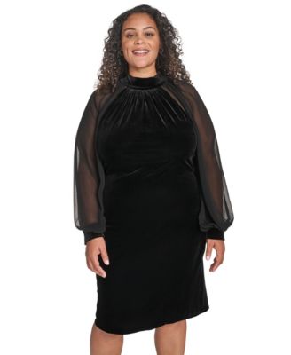 Plus Size Mock Neck Long Dress