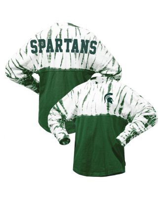 Spirit Jersey - Women's Green Michigan State Spartans Tie-Dye Long Sleeve Jersey T-Shirt