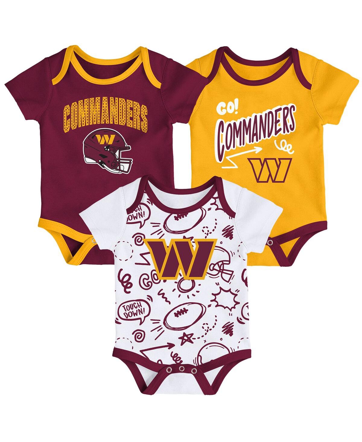 Outerstuff Babies' Infant 3-piece Washington Commanders All Day Play Bodysuit Set In Burgundy