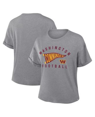 Fanatics - Women's Heather Gray Washington Commanders Pennant Wave Tribute Tri-Blend Boxy T-Shirt