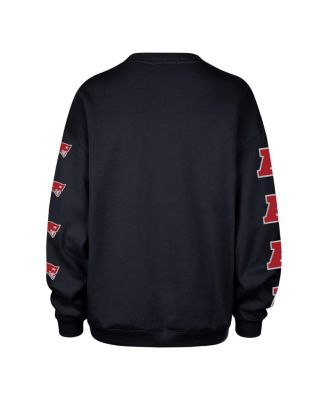 Women's Navy New England Patriots Go Big Oversized Pullover Sweatshirt