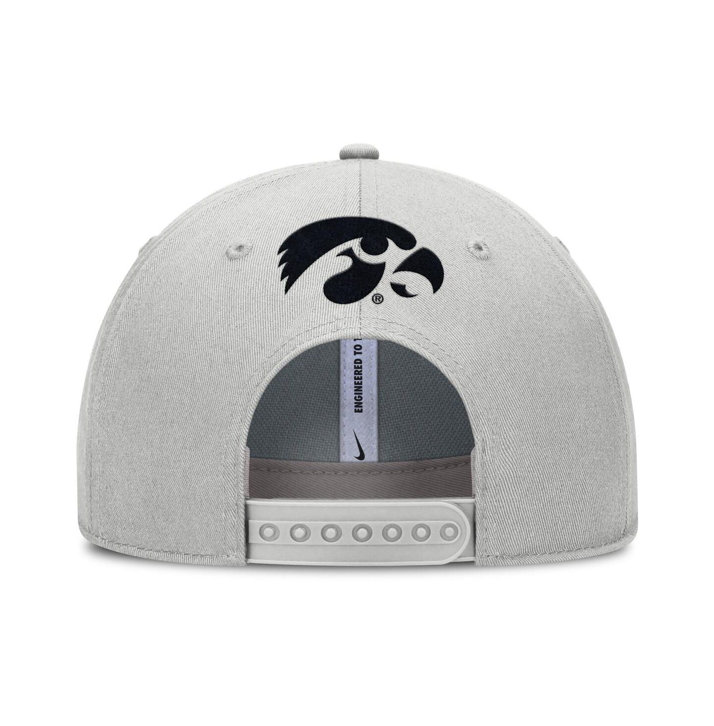 Мужская кепка Nike Gray Iowa Hawkeyes 2025 Sideline Dust Pinched Rise Adjustable Hat — фото 2