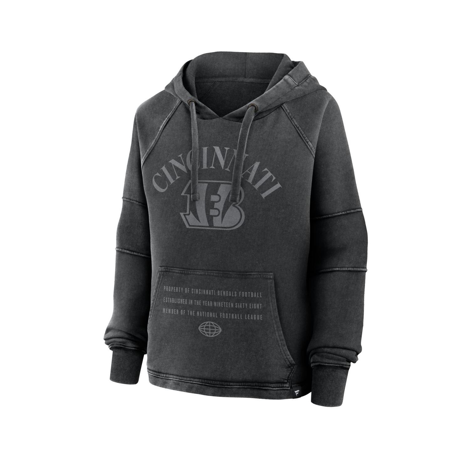 Women's Black Cincinnati Bengals Oversized Raglan Gridiron Hoodie