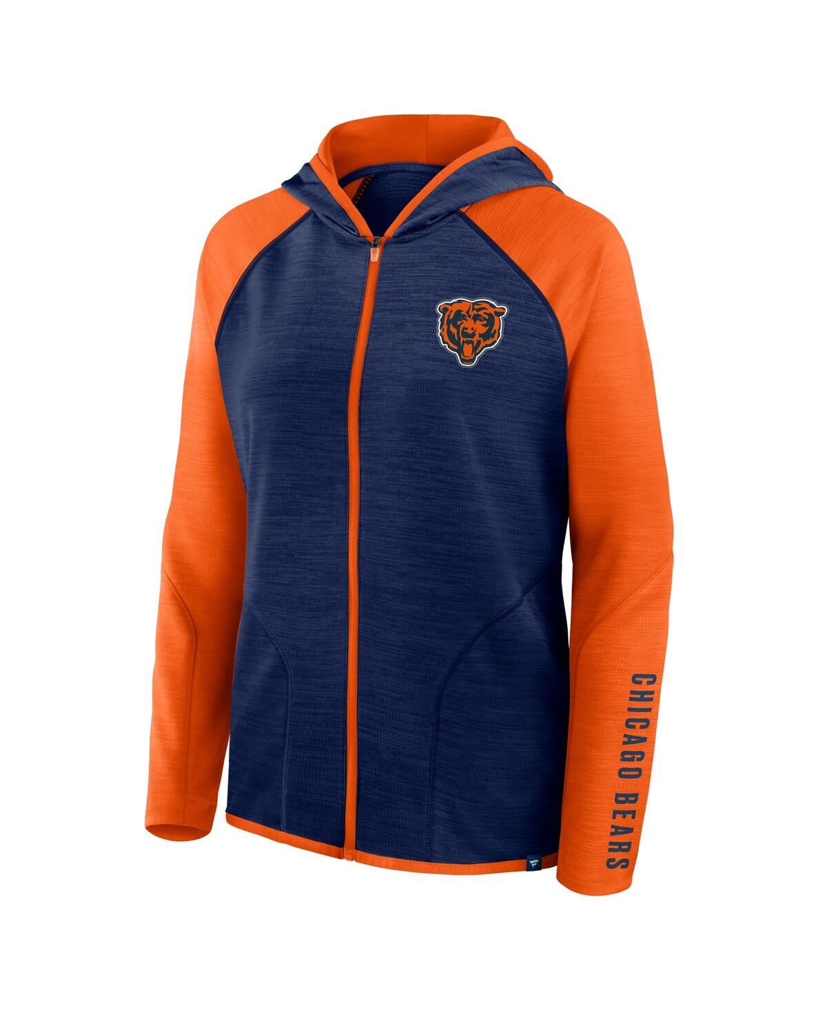 Fanatics Women's Navy/orange Chicago Bears Redzone End Around Pass Raglan Full-zip Hoodie In Multi