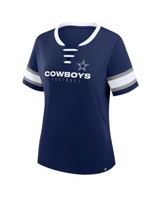 Women's Navy Dallas Cowboys Redzone Draw Play Athena Lace-Up T-Shirt