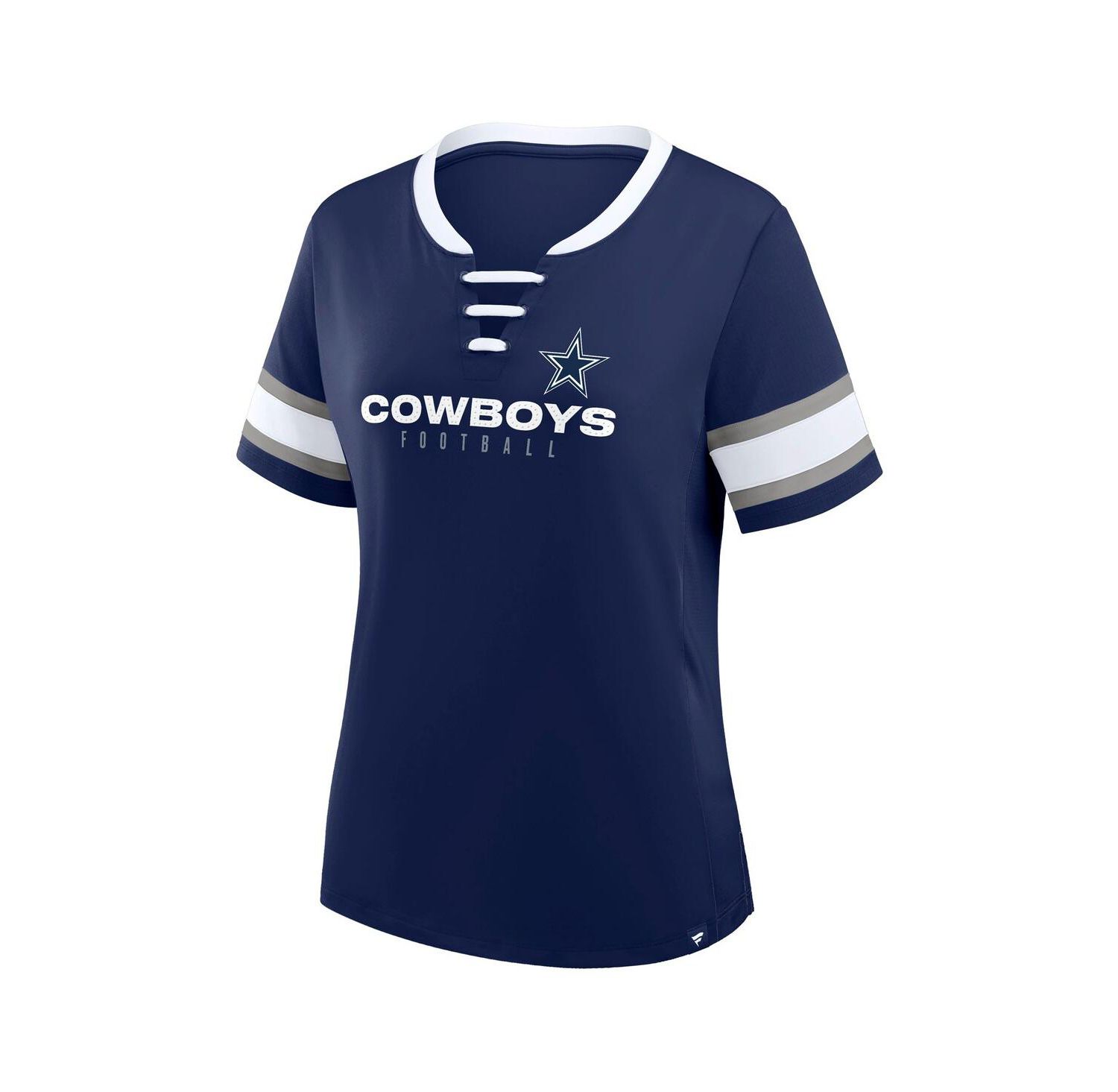 Women's Navy Dallas Cowboys Redzone Draw Play Athena Lace-Up T-Shirt