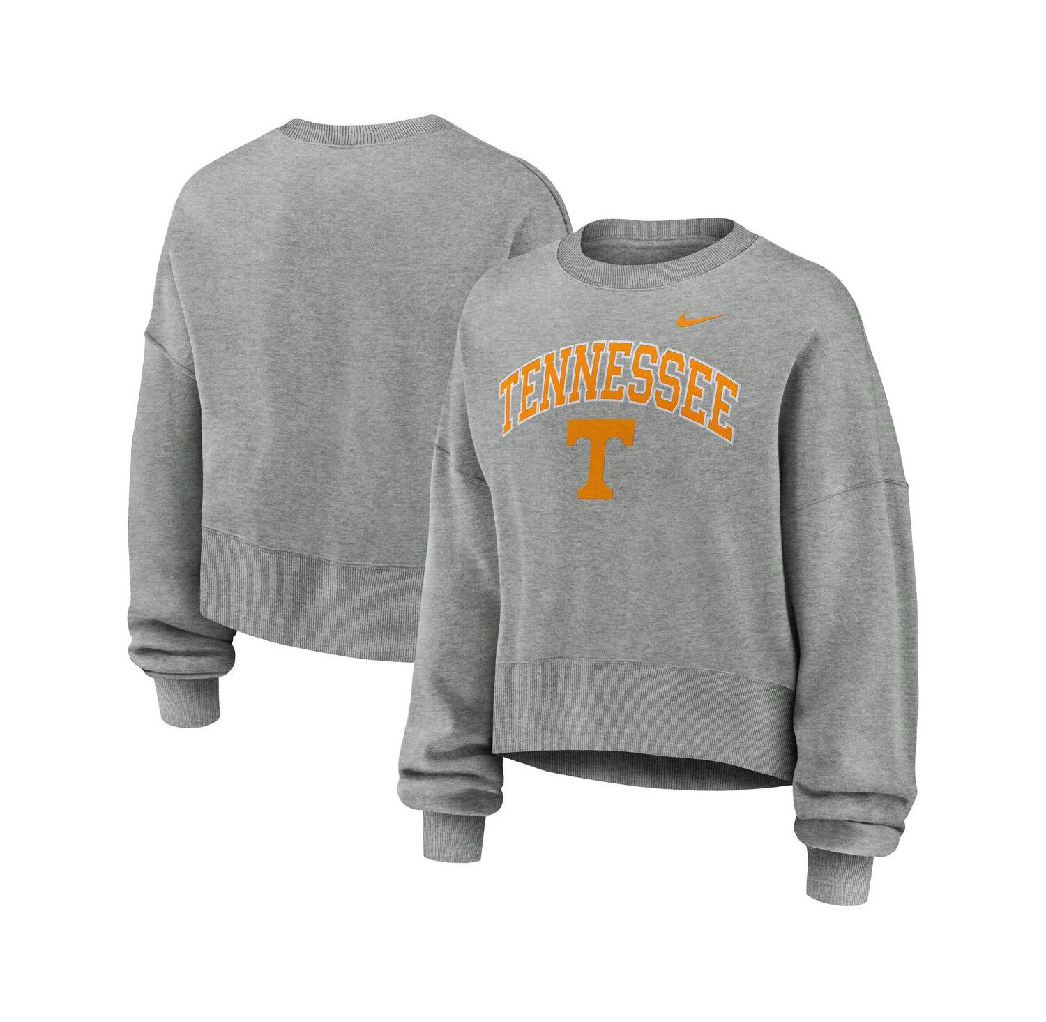Women's Heather Gray Tennessee Volunteers Oversized Phoenix Arch Pullover Sweatshirt